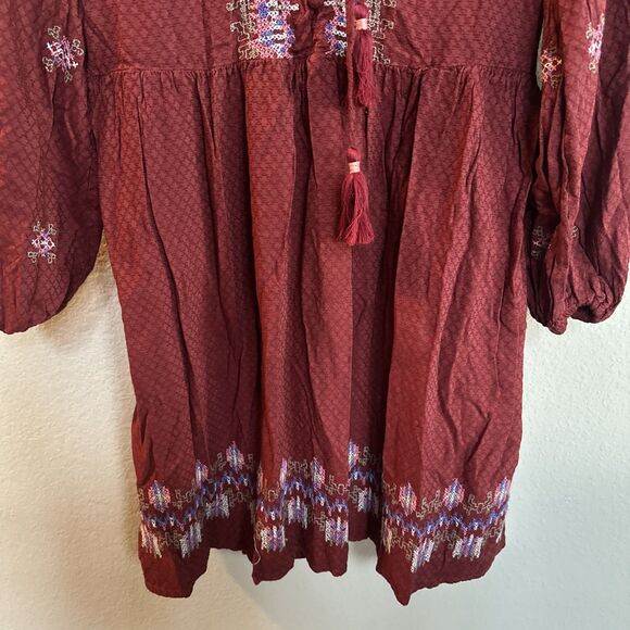 Knox Rose Embroidered Long Sleeve Boho Tassel Dress w Pockets Womens Sz Medium - Picture 5 of 9